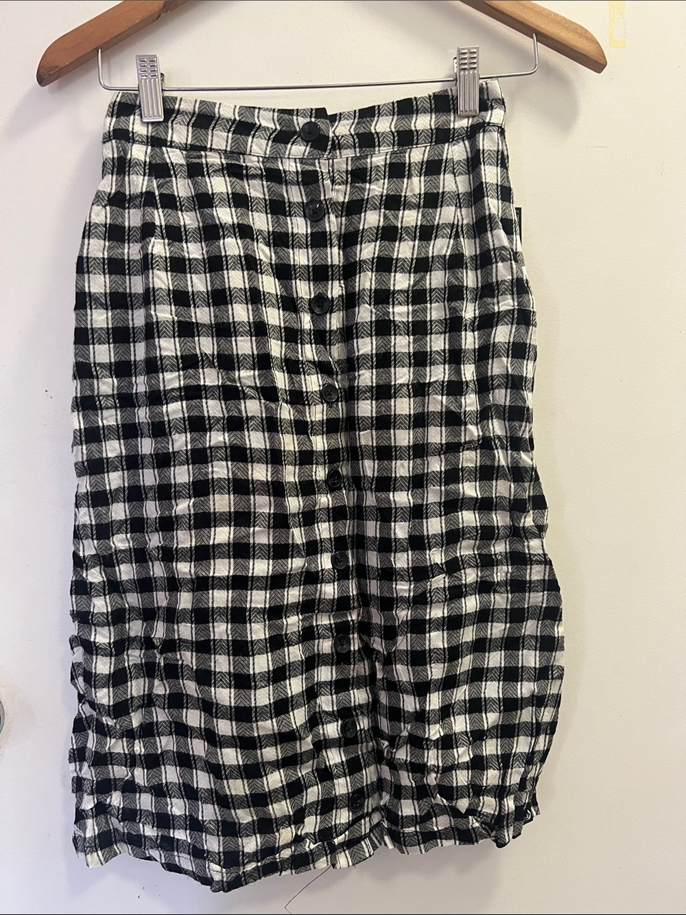 Volcom Black and White Plaid Midi Skirt